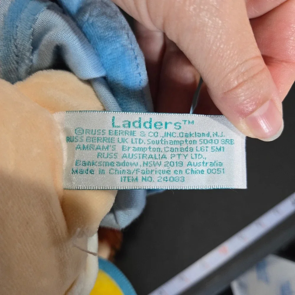 Russ Berrie Ladders Fireman Plush Learn to Dress 24083 Button Zip Tie Activity